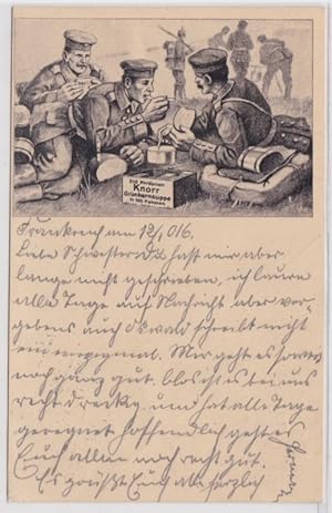 Bild des Verkufers fr 96855 Knorr Grnkernsuppe Reklame Ak Soldaten 1.Weltkrieg zum Verkauf von Versandhandel fr Sammler
