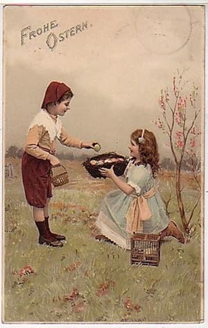 Bild des Verkufers fr 04381 Ak Frohe Ostern Kinder beim Eiersuchen 1908 zum Verkauf von Versandhandel fr Sammler