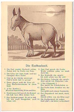 Bild des Verkufers fr 04892 Humor Ak Reim "Die Eselhochzeit" um 1930 zum Verkauf von Versandhandel fr Sammler