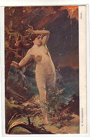 Bild des Verkufers fr 02793 Ak Erotik Frauenakt in Farbe um 1920 zum Verkauf von Versandhandel fr Sammler