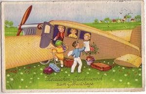 Bild des Verkufers fr 13837 Glckwunsch Ak Kinder in Flugzeug 1934 zum Verkauf von Versandhandel fr Sammler