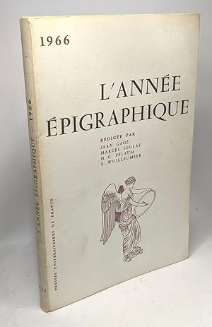 Imagen del vendedor de L'anne pigraphique 1966 a la venta por crealivres