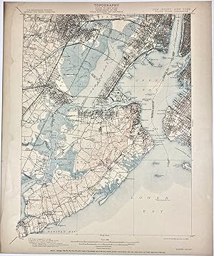 1908 STATEN ISLAND QUADRANGLE NEW JERSEY NEW YORK USGS Topographic Topo Map