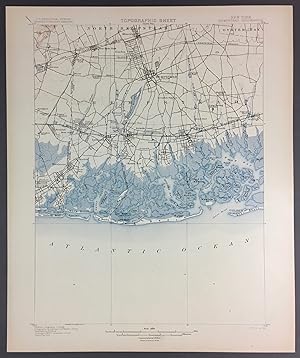 1899 ANTIQUE HEMPSTEAD QUADRANGLE, NEW YORK USGS TOPOGRAPHIC Topo Map