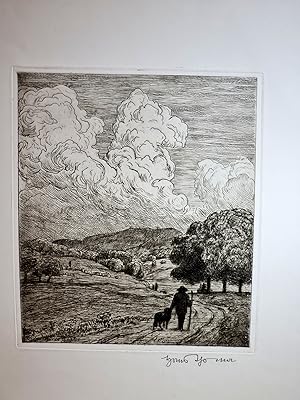 Wetterwolken Oberursel. Radierung auf Papier. Rechts unten von Hans Thoma in Bleistift signiert.