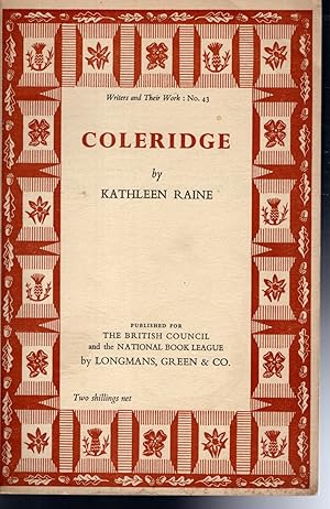 Image du vendeur pour Coleridge (Writers and Their Work Series,#43) mis en vente par Dorley House Books, Inc.