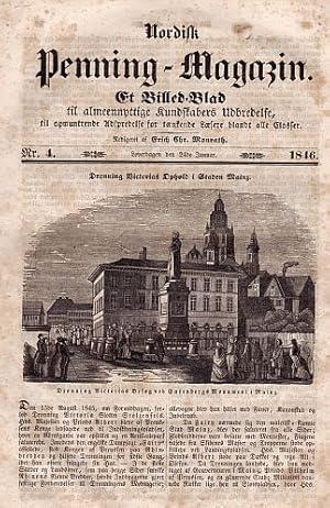 Bild des Verkufers fr Besuch der Knigin Victoria am Gutenberg Denkmal in Mainz (Dronning Victorias Besog ved Gutenbergs Monument i Mainz). Holzstich aus : Nordisk Penning-Magazin. zum Verkauf von Antiquariat Heinz Tessin