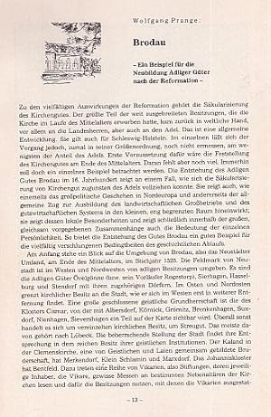 Bild des Verkufers fr Brodau. Ein Beispiel fr die Neubildung Adliger Gter nach der Reformation. Mit 2 Karten im Text. Sonderdruck aus dem Jahrbuch fr Heimatkunde. zum Verkauf von Antiquariat Heinz Tessin