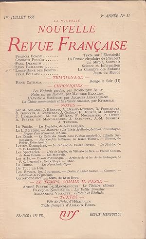 Seller image for La Nouvelle Revue Franaise. - 3 Anne - N 31 - 1er Juillet 1955. for sale by PRISCA