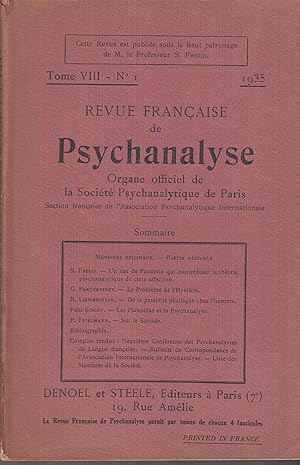 Seller image for Revue Franaise de Psychanalyse tome VIII n 1 (exemplaire de Wladimir Granoff avec le cachet gras de sa bibliothque) for sale by PRISCA