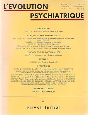 Bild des Verkufers fr L'Evolution Psychiatrique tome XLII (42) fascicule I anne 1977 zum Verkauf von PRISCA