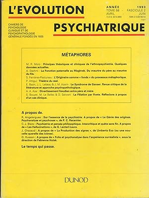 Image du vendeur pour L'EVOLUTION PSYCHIATRIQUE, TOME 58, FASC. 2, AVRIL-JUIN 1993 mis en vente par PRISCA