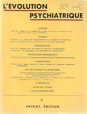 Bild des Verkufers fr L'Evolution Psychiatrique tome () - fascicule () - anne 1977 zum Verkauf von PRISCA