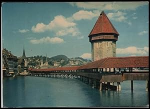 Imagen del vendedor de landmark postcard: Lucerne, Chapel Bridge and Water Tower a la venta por Mobyville