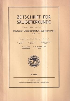 Seller image for Zeitschrift fr Sugetierkunde 2.Band 1957 for sale by Clivia Mueller