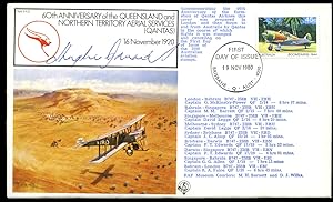 Image du vendeur pour 60th Anniversary of the Queensland and Northern Territory Aerial Services (Qantas) 16th November 1920 | First Day Souvenir Flown Cover | Signed Hughie Edwards mis en vente par Little Stour Books PBFA Member