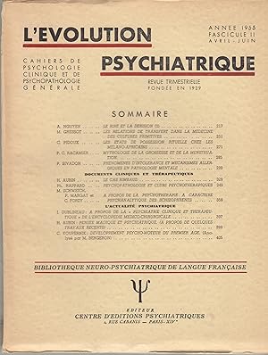 Imagen del vendedor de L'volution Psychiatrique - Cahiers de Psychologie clinique et de Psychopathologie gnrale - Fascicule II - Anne 1955. a la venta por PRISCA