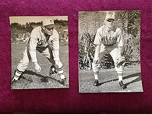 1946 BASEBALL PHOTOGRAPHS: PAIR OF UNIVERSITY OF OREGON BASEBALL PLAYERS: DON DIBBLE, RANNY SMITH