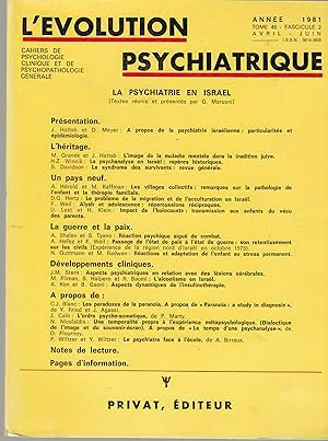 Seller image for L'volution Psychiatrique - Cahiers de Psychologie clinique et de Psychopathologie gnrale - Tome 46 - Fascicule 2 - Anne 1981. for sale by PRISCA