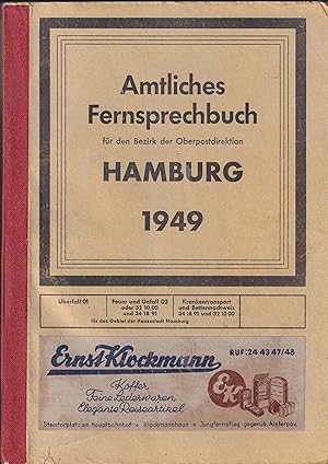 Amtliches Fernsprechbuch für den Bezirk der Oberpostdirektion Hamburg 1949.