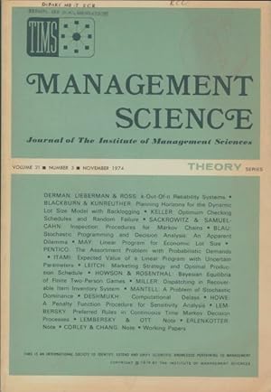 Management science volume 21 n?3 - Collectif