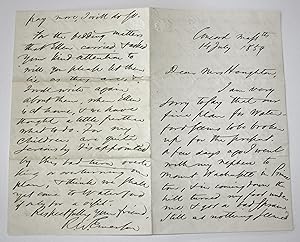 Seller image for Autograph Letter, Signed, to "Mrs. Houghton". for sale by Up-Country Letters