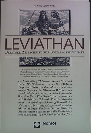 Bild des Verkufers fr Die Diskussion um den Euro. in: Leviathan, Jahrgang 40, Heft 2 zum Verkauf von books4less (Versandantiquariat Petra Gros GmbH & Co. KG)