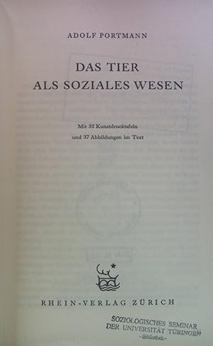 Bild des Verkäufers für Das Tier als soziales Wesen. zum Verkauf von books4less (Versandantiquariat Petra Gros GmbH & Co. KG)