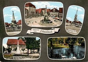 Postkarte Carte Postale 73888254 Schwabach Schoener Brunnen Marktplatz Rathaus Ev Kirche Schiller...