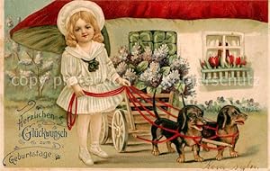 Postkarte Carte Postale 73890152 Dackel Dachshund Teckel Hunde dogs Chiens Cani Geburtstag Kind