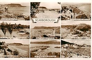 Postkarte Carte Postale 73907332 Scarborough UK Spa and South Bay Harbour Castle Walls and North ...