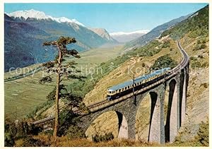 Bild des Verk�ufers f�r Postkarte Carte Postale 73908182 Eisenbahn Railway Chemin de Fer Blauer Pfeil Loetschbergbahn Wallis zum Verkauf von Versandhandel Boeger