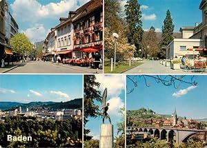 Postkarte Carte Postale 13914666 Baden AG Strassenpartien Panorama Viadukt Monument