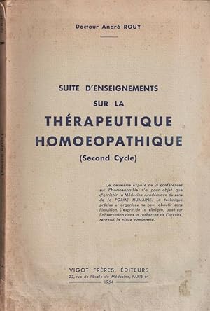 Imagen del vendedor de Suite d'enseignements sur la thrapeutique homoeopathique (2nd cycle) a la venta por LE GRAND CHENE