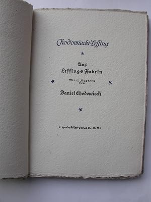 Imagen del vendedor de Aus Lessings Fabeln mit 12 Kupfern von Daniel Chodowiecki, Nr. 807 von 900 Exemplaren (GA 1000) Einband Entwurf von Erwin Rechenberg . Chodowiecki - Lessing a la venta por Johann Peter Hebel Antiquariat