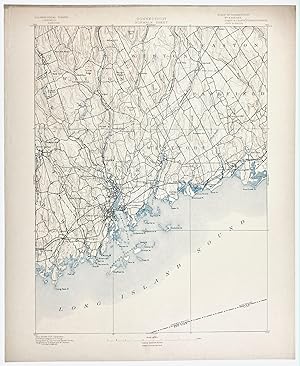 1891 CONNECTICUT NORWALK SHEET LONG ISLAND SOUND USGS Topographic Topo Map