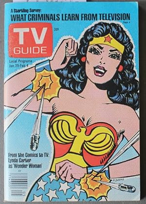 Imagen del vendedor de TV GUIDE Volume-1 #5 (January 29 - February 4/1977) Lynda Carter as WONDER WOMAN comic-style cover, plus Article on the TV Series with Color Photo of Lynda Carter; a la venta por Comic World