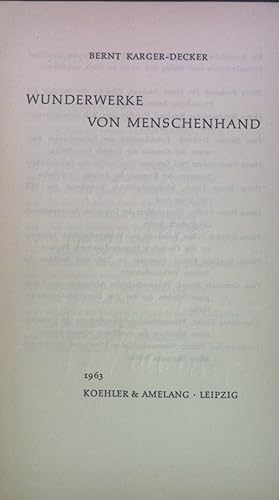 Seller image for Wunderwerke von Menschenhand. for sale by books4less (Versandantiquariat Petra Gros GmbH & Co. KG)