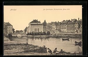 Ansichtskarte Kiel, Bootshafen, Holstenbrücke u. Börse 1850