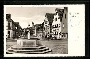 Bild des Verkufers fr Ansichtskarte Feucht b. Nbg., Ortspartie mit Rathaus und Springbrunnen zum Verkauf von Bartko-Reher