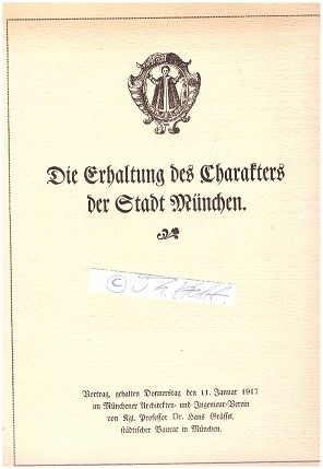 Imagen del vendedor de HANS GRSSEL (1860-1939) deutscher Architekt und Baubeamter in Mnchen. Unter anderem galt er als bedeutender Friedhofs- und Schularchitekt. 1920 bis 1928 Stadtbaudirektor von Mnchen. 1902 erhielt er auf der Groen Berliner Kunstausstellung eine kleine Goldmedaille. a la venta por Herbst-Auktionen