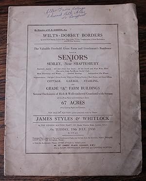 The Valuable Freehold Grass Farm and Gentleman's Residence known as Seniors, Semley, Shaftesbury ...