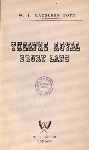 Image du vendeur pour Theatre Royal Drury Lane mis en vente par WeBuyBooks