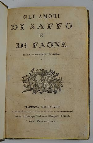 Gli amori di Saffo e Faone. Prima traduzione italiana.