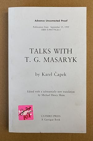 Immagine del venditore per Talks with T. G. Masaryk venduto da Fahrenheit's Books