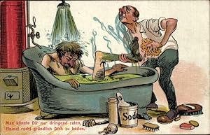 Bild des Verkufers fr Ansichtskarte / Postkarte Man knnte Dir nur dringend raten, Einmal recht grndlich Dich zu baden, Mann in Badewanne zum Verkauf von akpool GmbH