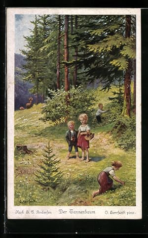 Bild des Verkufers fr Knstler-Ansichtskarte Oskar Herrfurth: nach H. C. Andersen - Mrchen Der Tannenbaum zum Verkauf von Bartko-Reher
