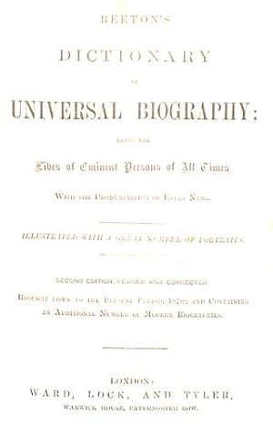 Image du vendeur pour Beeton's Dictionary of Universal Biography mis en vente par WeBuyBooks