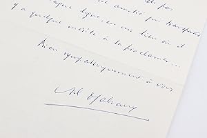 Lettre autographe datée et signée à André Parinaud le remerciant pour sa critique favorable : ". ...