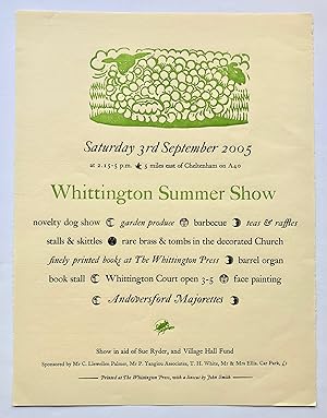 Seller image for Whittington Summer Show, Saturday, 3 September 2005 [broadside] for sale by George Ong Books